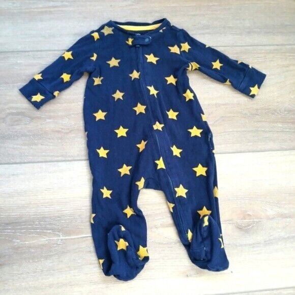 Baby Gap Navy Blue Yellow Starts Footed Sleeper 0-3 Months - Picture 1 of 3